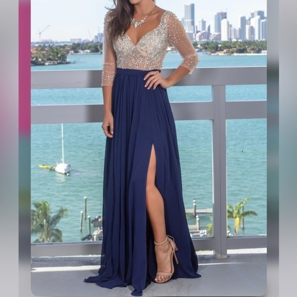 White by Soiéblu Embellished Gown with Sequins and Jewels - Picture 2 of 16